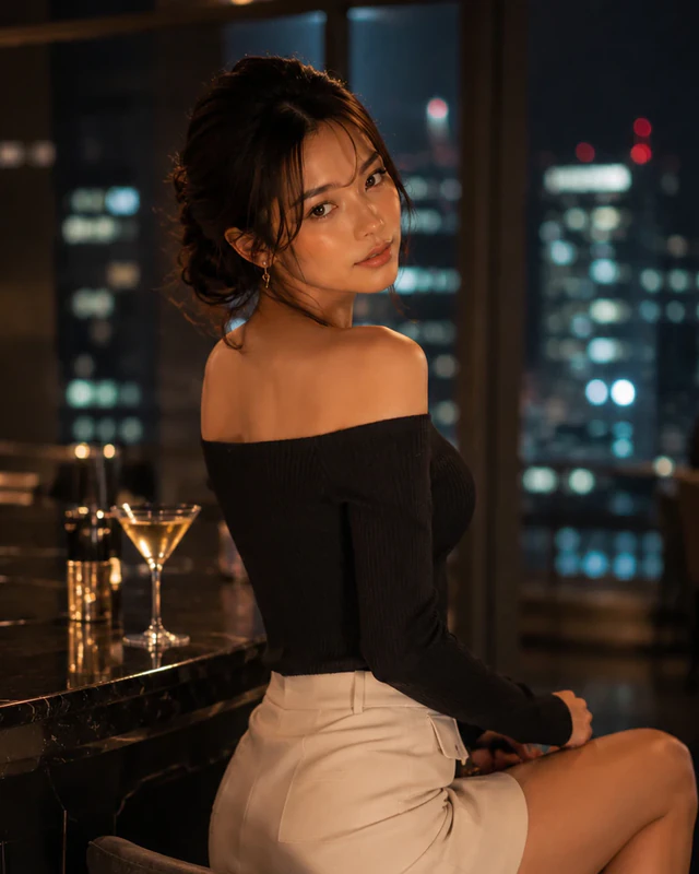 Yuki managing a cocktail bar in Tokyo at night