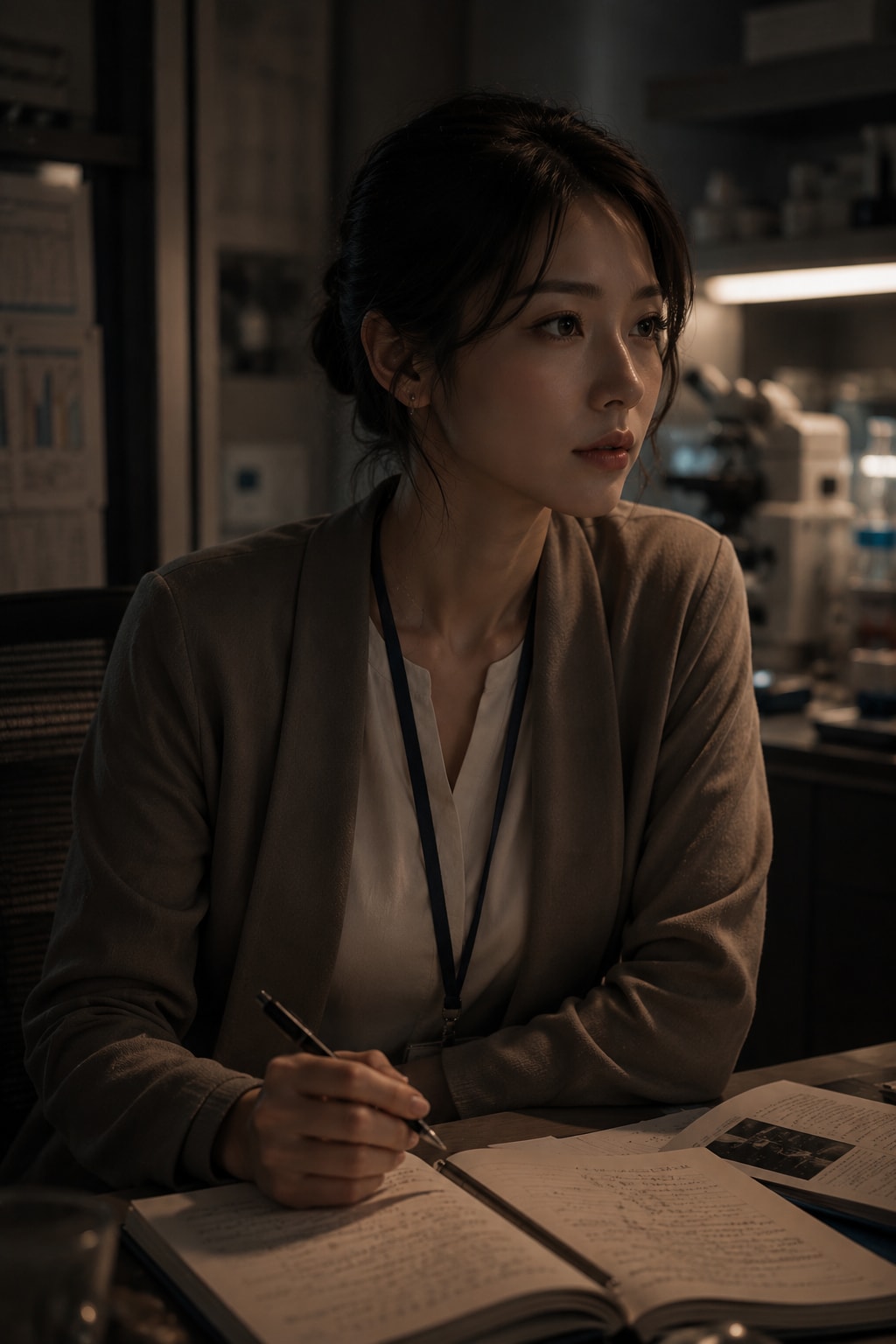 Airi working in a biotechnology laboratory in Tokyo